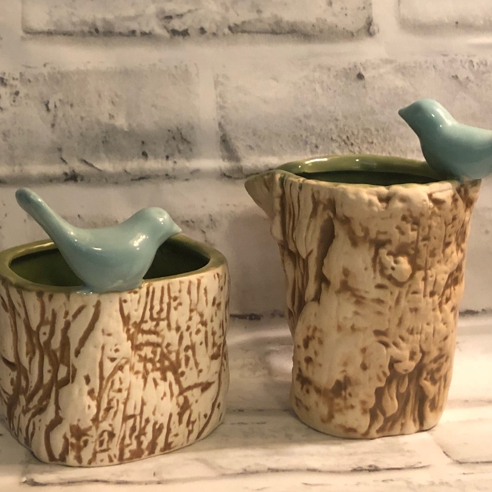 WOODLAND BIRD Ceramic Cup & Pitcher, Great condition, Adorable